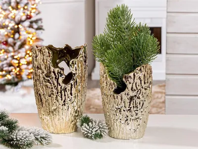Produktbild von Gilde Vase, konisch, Crepa, Keramik, goldfarben, VE 4, D. 13 cm Höhe: 18.50 cm Durchmesser: 13.00 cm 34736