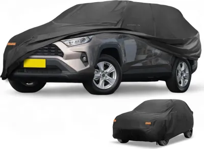 Produktbild von Autoabdeckung Wasserdicht Alle Wetter Automobil Au?en Anti-UV Sonne Regen Schutz Vollst?ndige Au?enabdeckung fš¹r Toyota RAV4 210D-PU Schwarz mit Reflektierenden Streifen