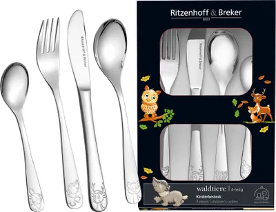 Obrázok produktu pre RITZENHOFF & BREKER Detský príbor lesné zvieratká 18/10 4 kusy