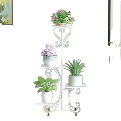 Image de Support pour plantes en métal, étagère à 4 niveaux, design résistant à la rouille , BLANC