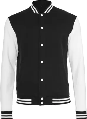 Image de Build Your Brand BY015 | Sweat College Jacket - Couleur : Noir/Blanc - Taille : XL
