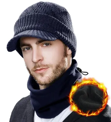 Produktbild von Uni-Wintermütze aus Wolle mit Fleece-Halswärmer-Set