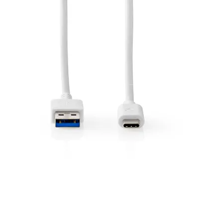 Produktbild von Nedis USB-Kabel - USB 3.2 Gen 2 - USB-A Stecker - USB-C Stecker - 60 W - 10 Gbps - Vernickelt - 1.00 m - Rund - PVC - Weiss - Box