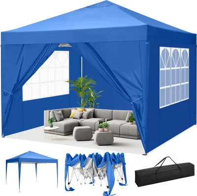 Produktbild von Pavillon 3x3 Wasserdicht Stabil Winterfest, Faltpavillon mit 4 Seitenwänden,UV-Schutz 50+ Gartenzelt Partyzelt, Gartenpavillon für Garten Party Markt