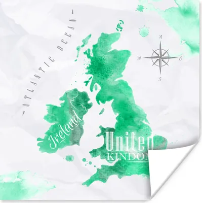 Produktbild von MuchoWow® Poster England - Weltkarte - Aquarell 50x50 cm - Wohnzimmerdekoration