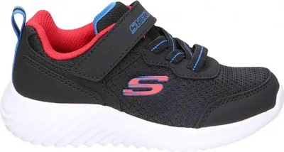 Produktbild von Skechers Sneakers 403906N-BLK in Black Synthetic / Black Textile / Red & Blue Trim color size 21