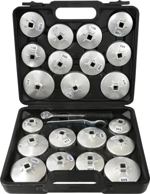 Obrázok produktu pre Kľúče na olejové filtre, s račňou 1/2'', sada 23ks