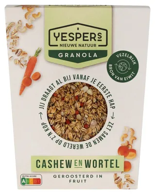 Zdjęcie produktu dla Yespers Granola Cashew & Wortel 1000g – Chrupiące musli z orzechami nerkowca i marchewką