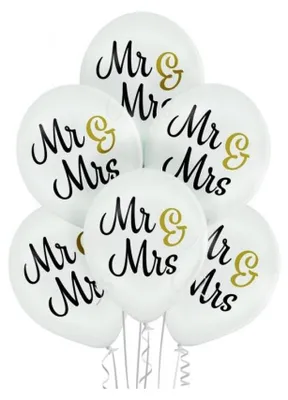 Zdjęcie produktu dla Balon Ø30cm "Mr & Mrs" | 6 sztuk - biały pastelowy