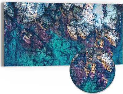 Produktbild von DEQORI Hybrid Leinwand Bild 60x30 cm 'Küstenfarbenspiel' Wandbild Glas flach modern