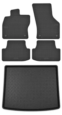 Image de Tapis en caoutchouc + bac de coffre pour Skoda Karoq 2022- (SUV) – 5 pièces, noirs, sur mesure