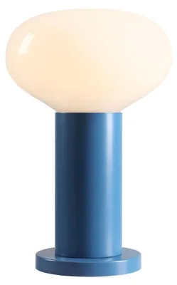 Produktbild von Tischlampe Metall Glas Ø 19 cm 29 cm Blau Weiß E14 rund Modern Tischleuchte