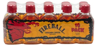 Produktbild von Fireball Zimt-Whisky Likör, 33% Vol. 10x 0,05 l PET Flaschen