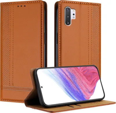 Obrázek produktu pro Pouzdro pro Samsung Galaxy Note 10 Plus kožené flipové pouzdro s funkcí stojánku Hnědý