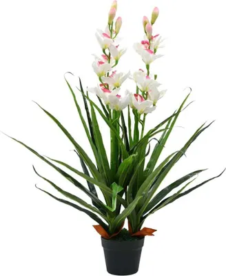 Obrázek produktu pro The Living Store Umělá rostlina Cymbidium Orchid s květináčem 100 cm Green