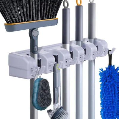 Imagen del producto de Soporte de pared para escobas, extra resistente, para guardar herramientas de jardín, 1 unidad, ideal para garajes y lavaderos