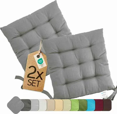 Obrázok produktu pre Vankúš na sedenie stoličky v interiéri a exteriéri sada 2 40x40 cm - sivý - etérea vankúš na stoličku s popruhmi
