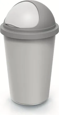 Zdjęcie produktu dla MONZANA® Kosz na odpady kuchenne 50L z przesuwaną pokrywą Plastikowy kosz na odpady biurowe w 100% z recyklingu Kosz na odpady organiczne Żółty worek Srebrnoszary