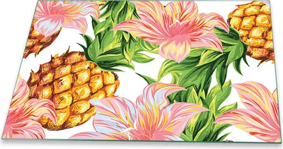 Produktbild von Herdabdeckplatte Glaskeramikkochfeld Spritzschutz Glas Universal Deko 80x52 Blumen Bunt
