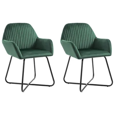 Image de Chaise de salle à manger 2 pcs. Vert velours