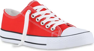 Produktbild von VAN HILL Damen Sneaker Low Schnürer Bequeme Stoff Freizeit Schuhe 841314, Farbe: Rot, Größe: 40