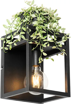 Produktbild von QAZQA - Industrie I Vintage I Industrie I Vintage I Wandleuchte schwarz mit Gestell - Cage Rack I Wohnzimmer I Schlafzimmer - Stahl Quadratisch - LED geeignet E27