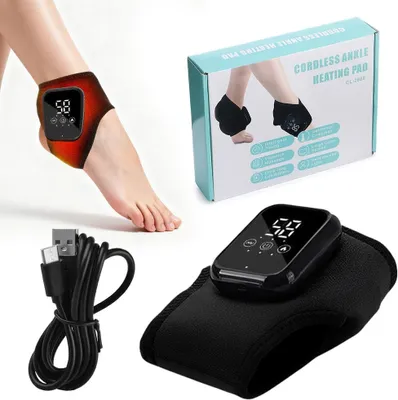 Obrázok produktu pre Masážny prístroj na nohy, prenosný masážny prístroj na členky s teplo, 3 režimy, pre fitness