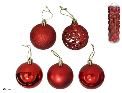 Productafbeelding van Kerstballen Set - 50 Stuks Rode Kerstballen - Onbreekbare Kerstballen - Kerstdecoratie Mix - Kerstboom Versiering - Kunststof Kerstballen - Rood