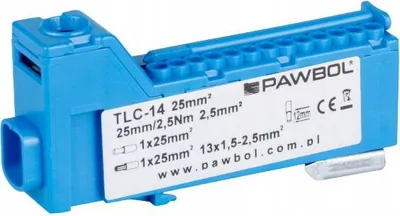 Zdjęcie produktu dla Listwa zaciskowa bezgwintowa niebieska LZB 14/N Pawbol E.4136N