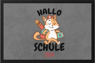 Produktbild von Hallo Schule 2024 Fußmatte Geschenkidee zur Schulstart oder Einschulung für Erstklässler Schulanfänger