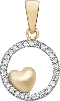 Produktbild von Wunderschöner 9 Karat (375) Gold Herz Damen - Anhänger mit Zirkonia - 24mm*11mm; TRS10652