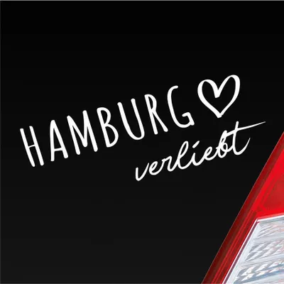 Produktbild von Auto Aufkleber Hamburg verliebt Herz Stadt Heimat Liebe Car 19x7 cm Weiss Glanz Sticker Heckscheibenaufkleber