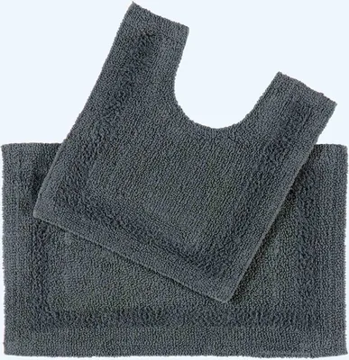 Produktbild von HOMESCAPES 2-tlg. Badgarnitur grau aus 100% Baumwolle