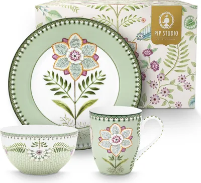Produktbild von PIP STUDIO Lily&Lotus Light Green Frühstücksset Set3