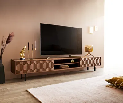 Produktbild von DELIFE Lowboard Fevo 240 cm Akazie Braun 4 Türen L-Fuß