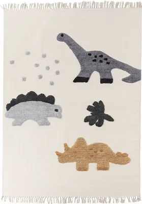 Produktbild von BELIANI Teppich Beige Baumwolle Rechteckig 140 x 200 cm mit Dinosaurier Muster Modernes Design Kinderteppich Wohnzimmerteppich für Fußbodenheizung