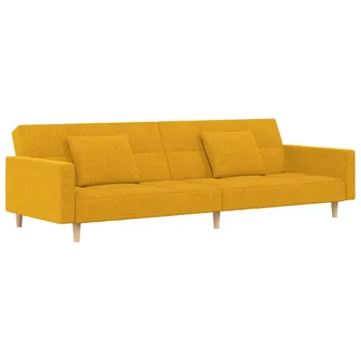 Image de vidaXL Canapé-lit 2 places avec 2 coussins Tissu jaune