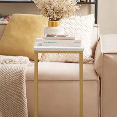 Produktbild von Beistelltisch Gold – 48x62x30 cm – Leichter Couchtisch für Wohnzimmer und Schlafzimmer