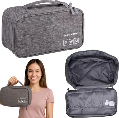 Zdjęcie produktu dla Szara kosmetyczka na bieliznę kosmetyki Organizer podróżny Do walizki- 28x16x9,5