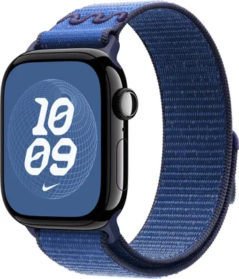 Produktbild von Apple Nike Sport Loop Band Blau Nylon, Recyceltes Polyester, Elasthan