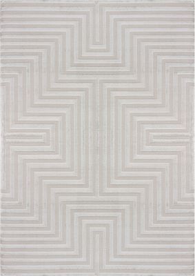 Wohnzimmer Teppich Teppich Kurzflor Skandinavische Stil Beige Einfarbig 3D Optik, 80 x 150 cm, Silber-1