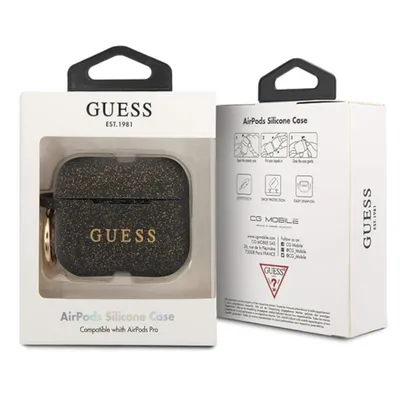 Image de Guess Guacapsilglbk Airpods Pro Cover Czarny/Black Silicone Glitter