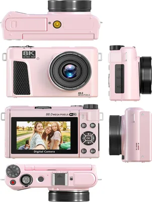 Image de Appareil photo Roseate 88 MP 8K, zoom 18x, autofocus, 3 pouces, écran rabattable à 180°, double batterie, Wi-Fi, sans miroir, avec cache objectif, carte mémoire 32 Go pour la photographie