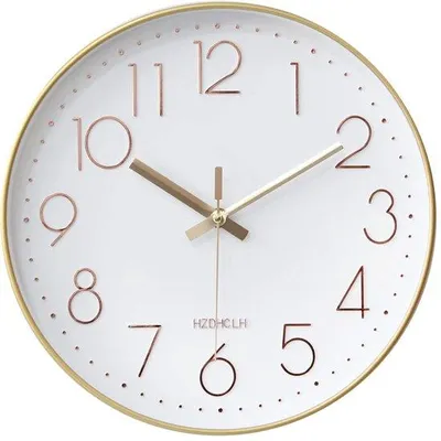 Image de Horloge murale moderne à piles, 30 cm, rose et blanche, silencieuse