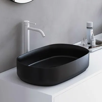 Immagine prodotto di Lavabo da appoggio INFINITY OVAL 55x36cm, nero opaco