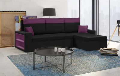 Produktbild von Ecksofa mit Schlaffunktion PABLO1 - Schwarz/ Fuchsia