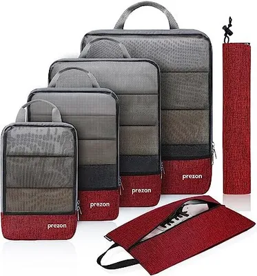 Produktbild von Prezon Compressible Packing Cubes Reiseschuhtasche Waschbeutel, erweiterbarer Koffer -Organisator, Taschen Set organisieren Ihr Gepäck, Gepäck Organiz