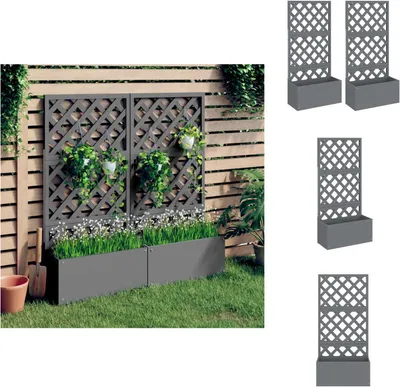 Image de vidaXL Bacs à fleurs avec treillis 2 pcs. Gris 65x33x135 cm WPC - Pots de fleurs & Jardinières