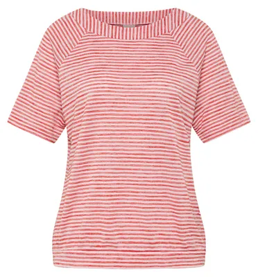 Produktbild von RABE Damen T-Shirt Koralle Größe 48 mit feinem Streifenmuster und melierter Struktur