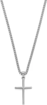 Produktbild von Frank 1967 7FN-0075 Halskette mit Kreuz - Silber - Edelstahl - 50 cm - Herrenschmuck - Geschenk für Männer